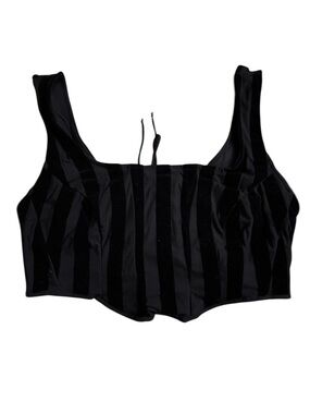 Black Striped Velvet Corset Top